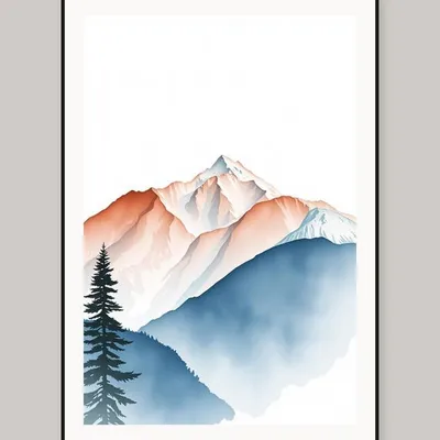 Watercolor Mountain Range Printable Wall Art