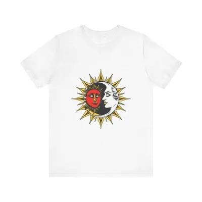 Sun Moon Serene Faces Celestial Mystical T-Shirt