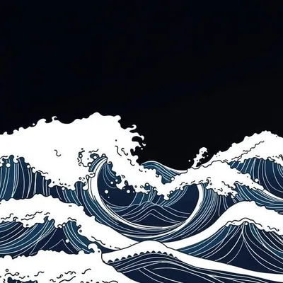 Ocean Waves Line Art Printable Wall Art
