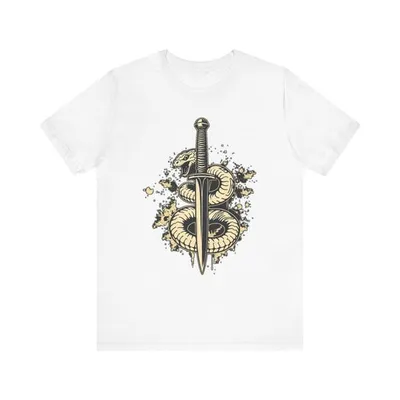 Snake Coiled Around Dagger Edgy Grunge T-Shirt