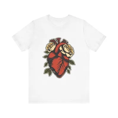 Anatomical Heart Wrapped Roses Edgy Grunge T-Shirt