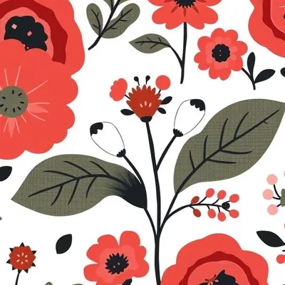 Scandinavian Folk Floral Pattern Printable Wall Art